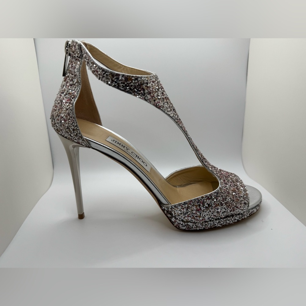 Jimmy Choo Lana 100 Camelia Multi Glitter Heels – EU 39 - Like New!! - Picture 3 of 11